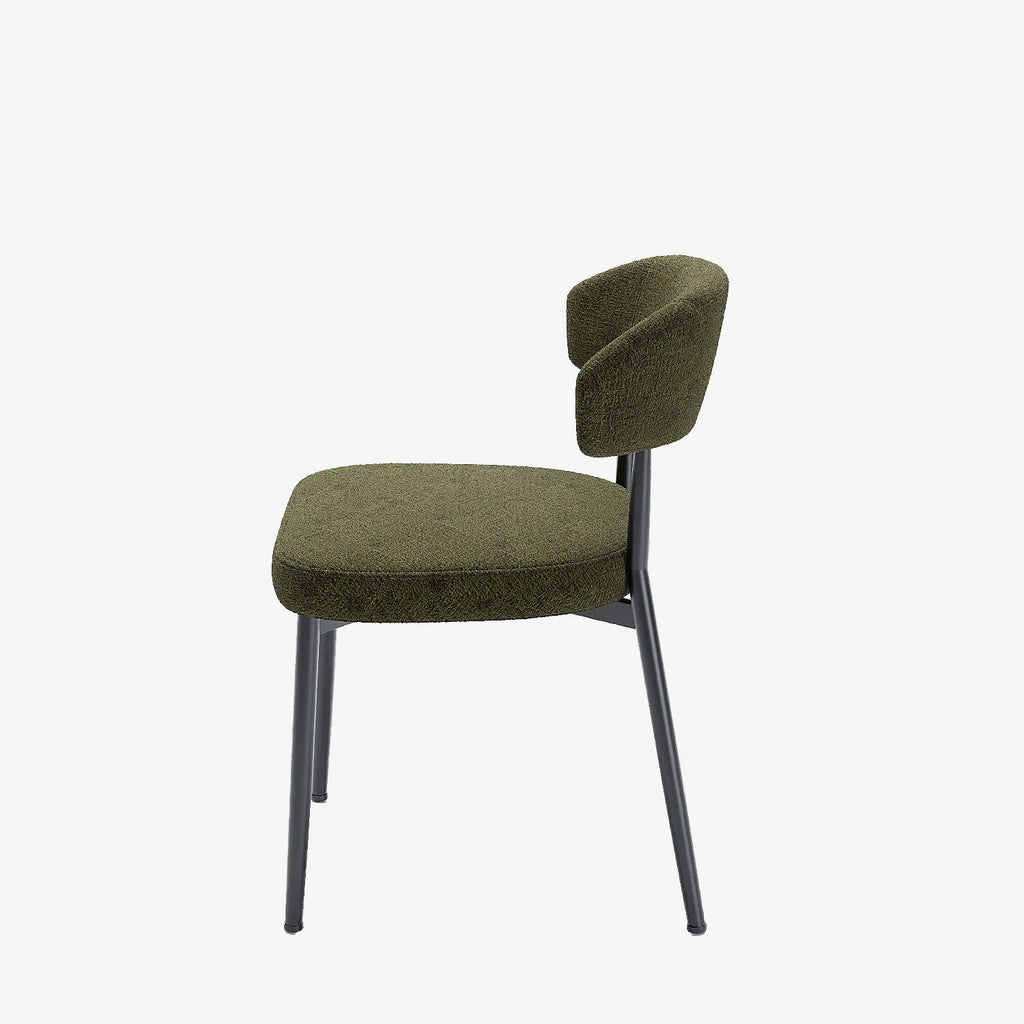 Lot de 2 chaises de salle   manger en velours vert & m tal noir Mona