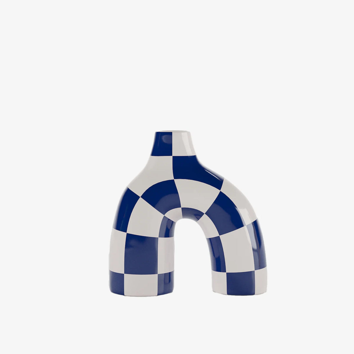 Phoenix - Vase art moderne   damier bleu marine