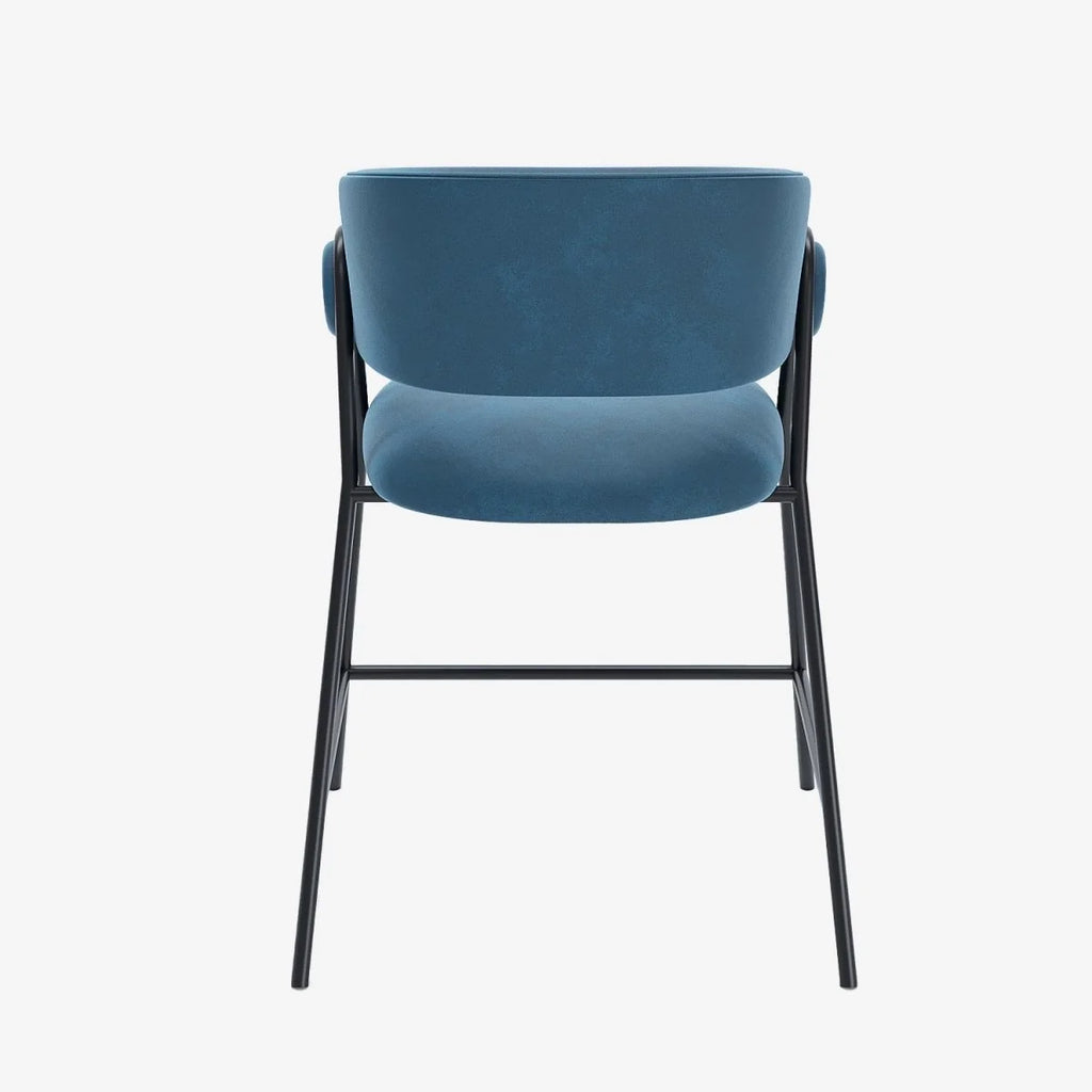 Lot de 2 tabourets de bar avec dossier, velours bleu Bonnie