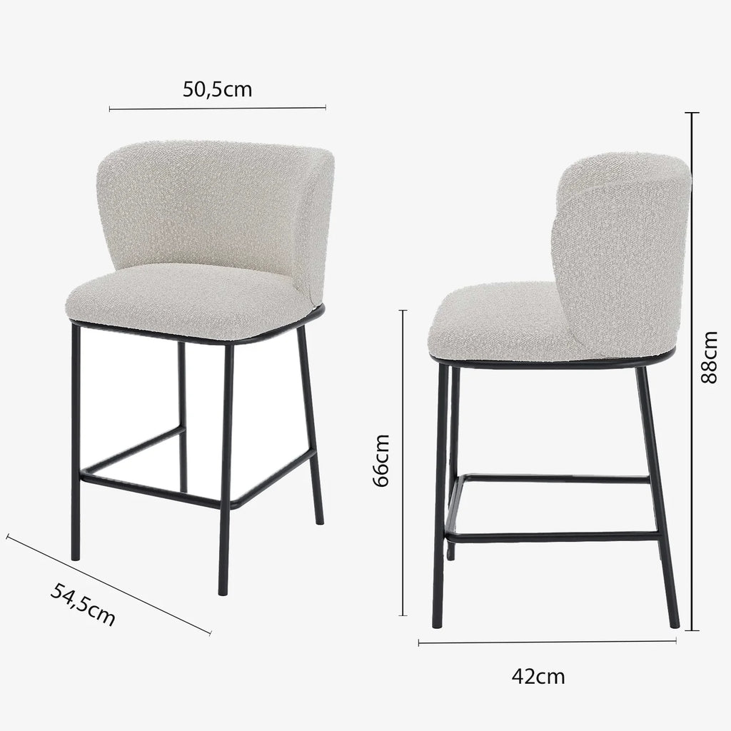 Lot de 2 tabourets de bar tissu boucl  blanc C sar