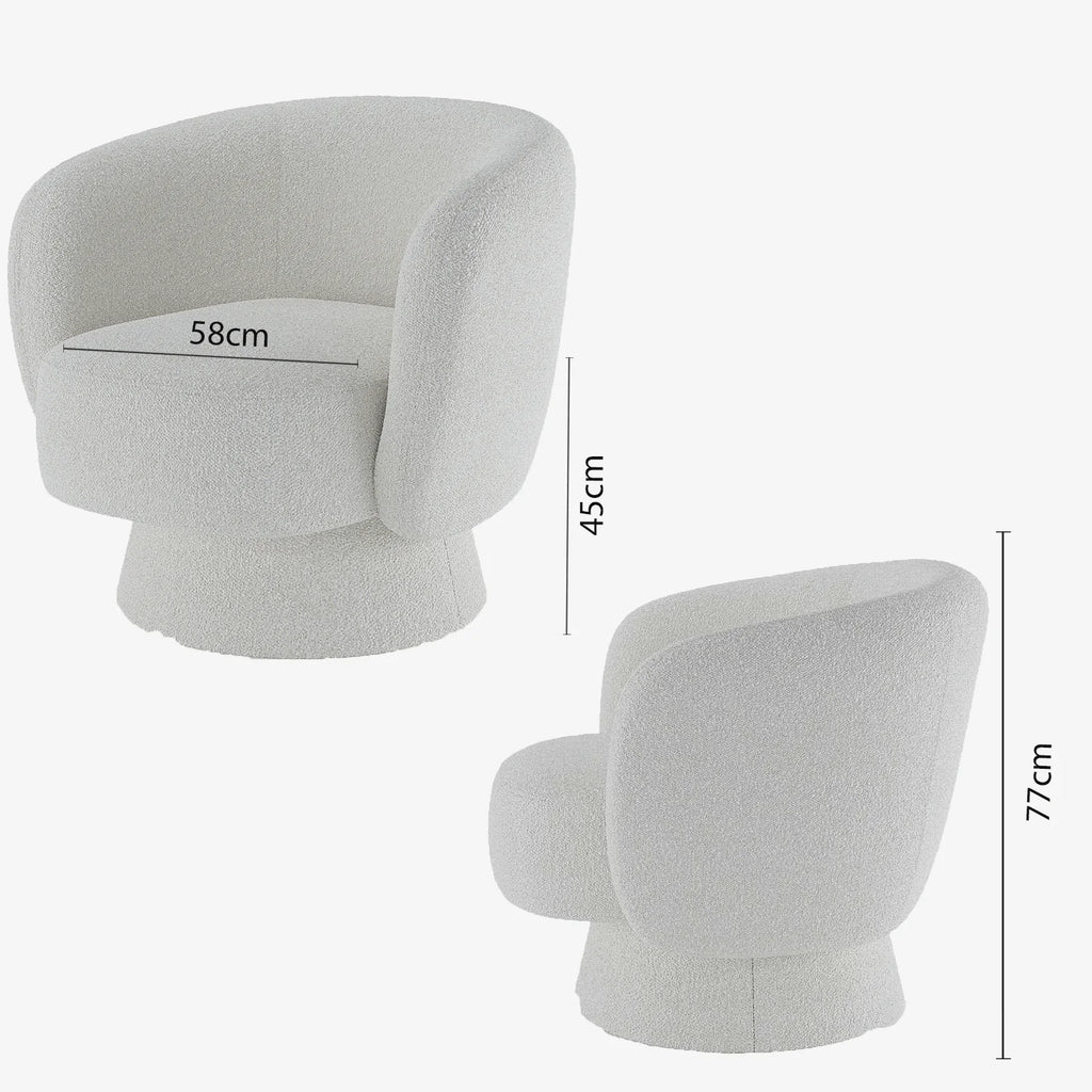 Fauteuil bouclette pivotant blanc Salma