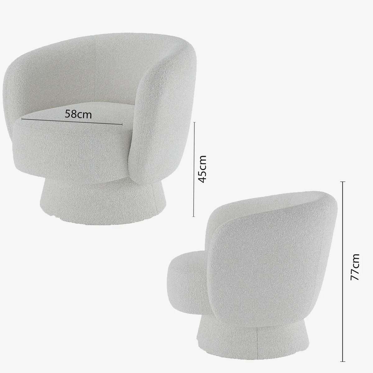 Fauteuil bouclette pivotant blanc Salma