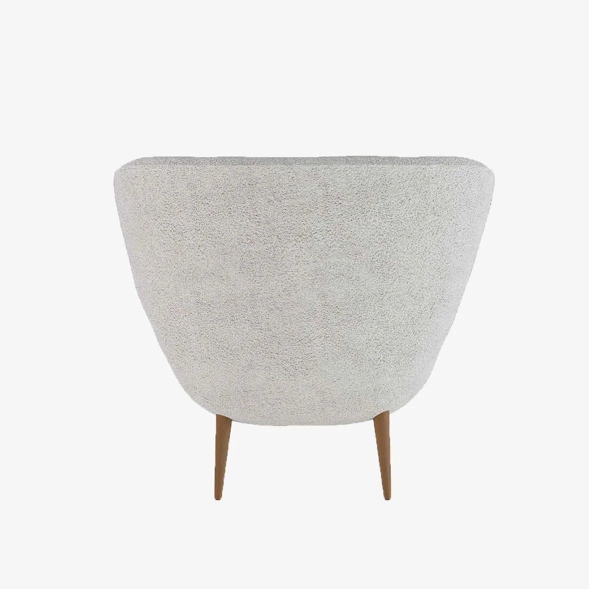 Fauteuil en tissu bouclette gris-cr me et bois