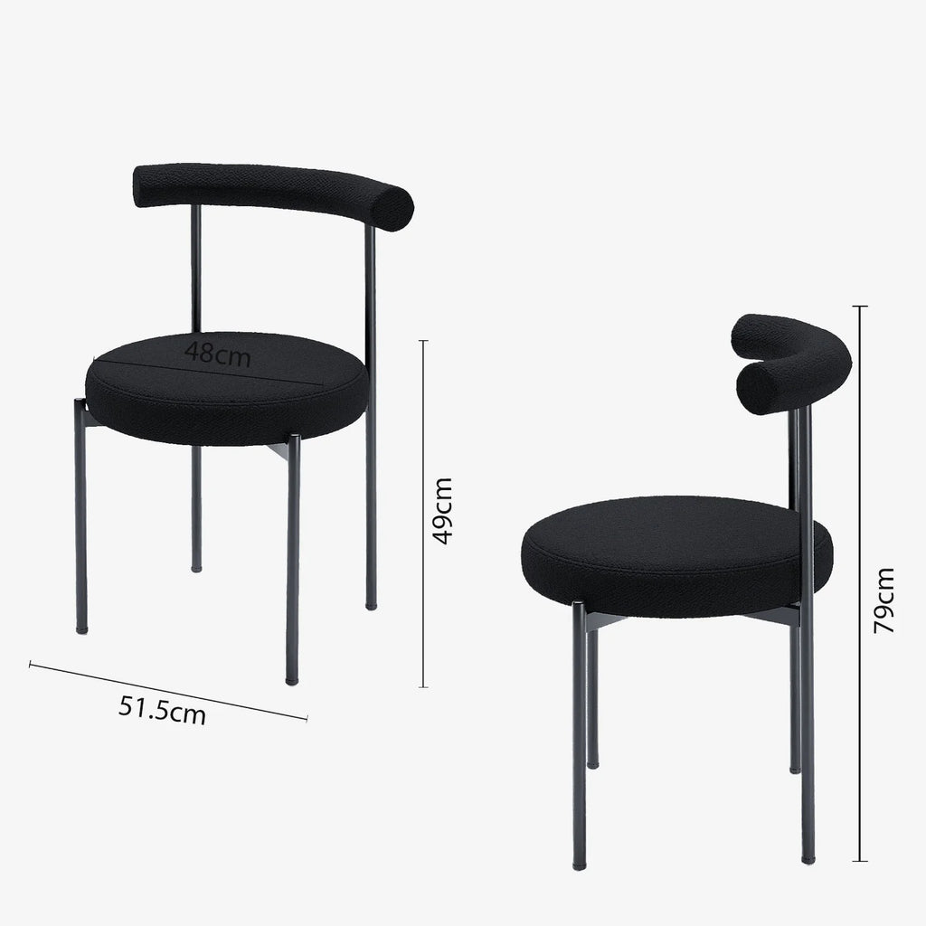 Lot de 2 chaises de salle   manger design moderne, bouclette grise anthracite Julia