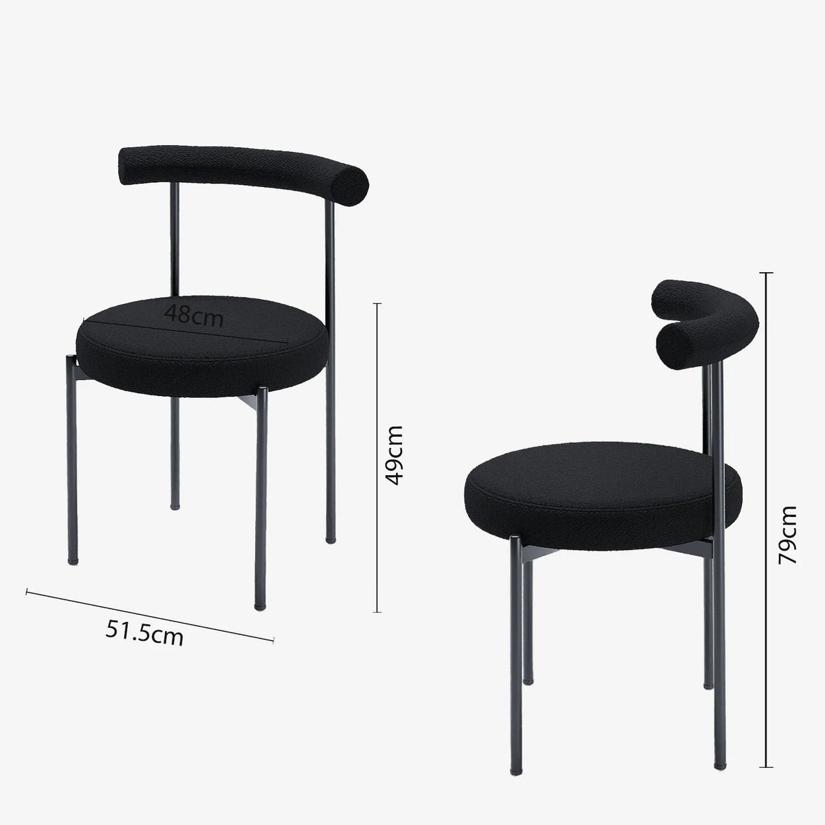 Lot de 2 chaises de salle   manger design moderne, bouclette grise anthracite Julia