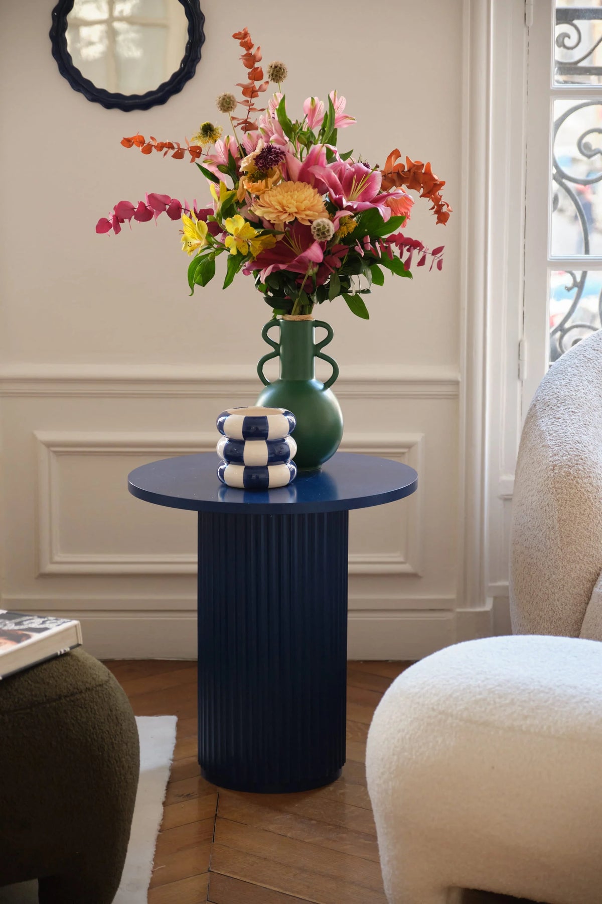 Berlin - Cache-pot de fleurs bou e ray  bleu en c ramique