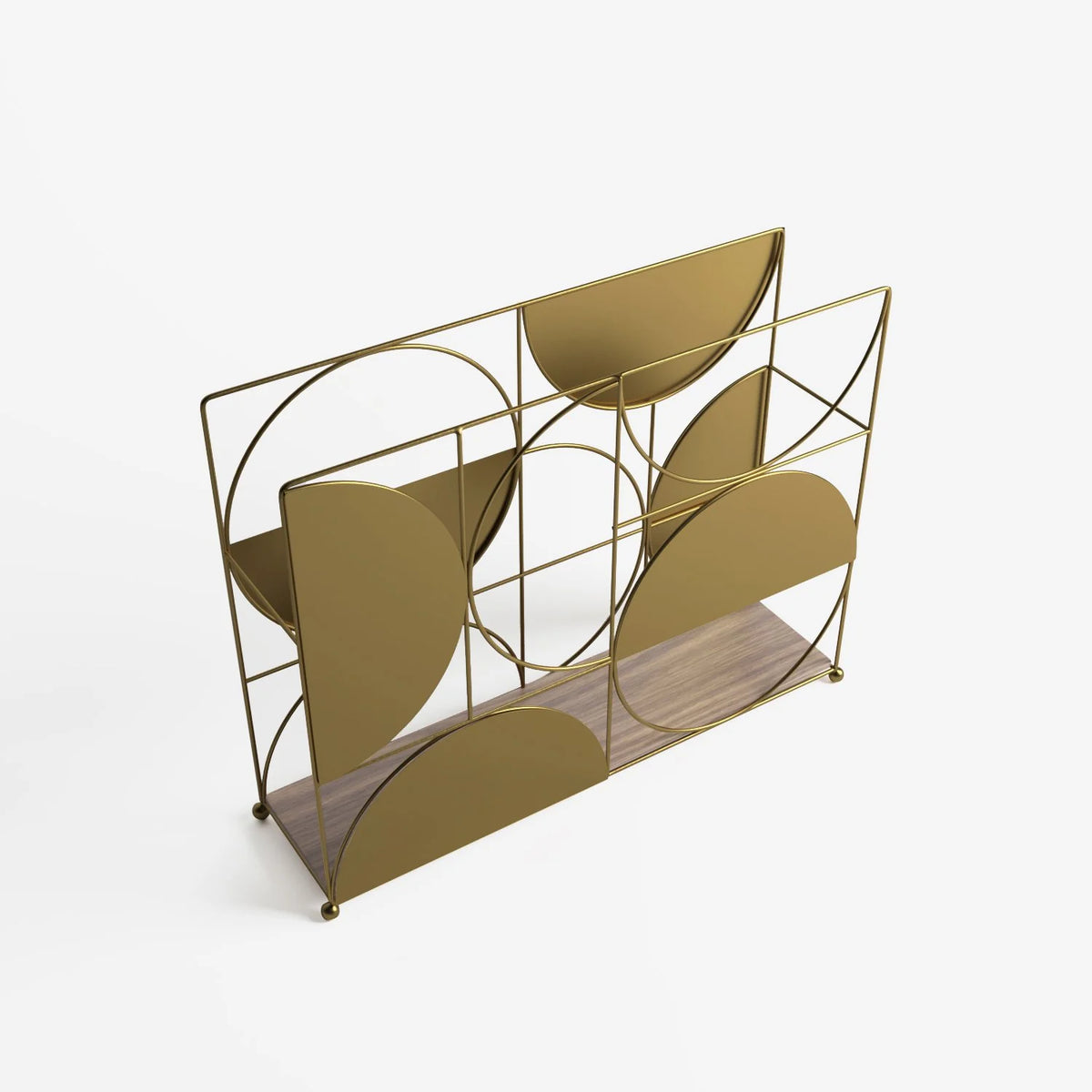 Porte-revues en bois et métal doré