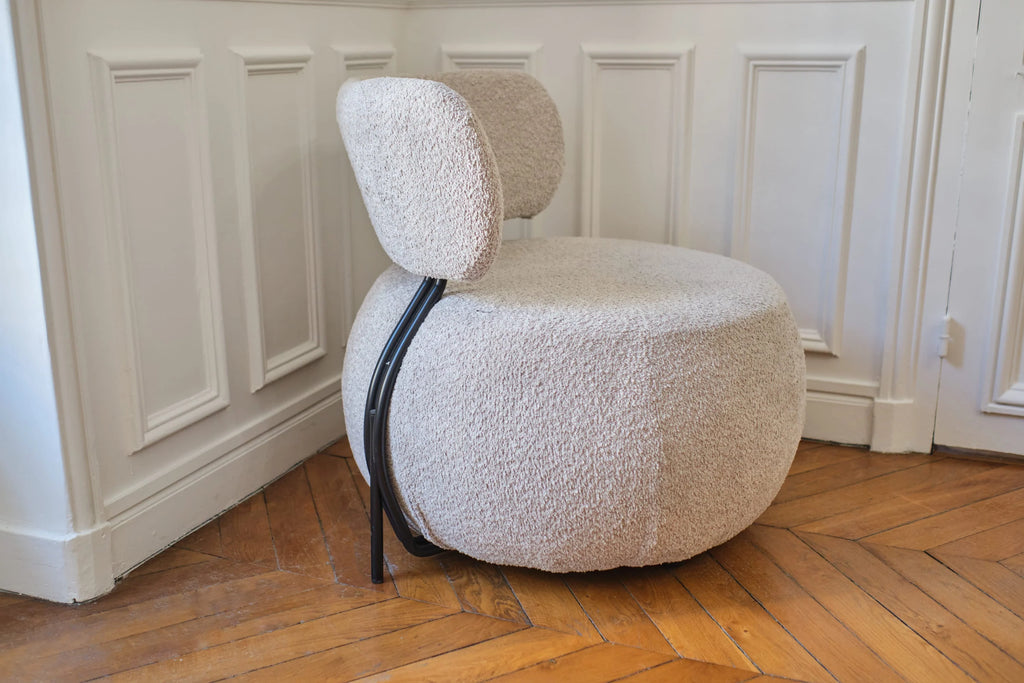 Fauteuil rond en laine boucl e