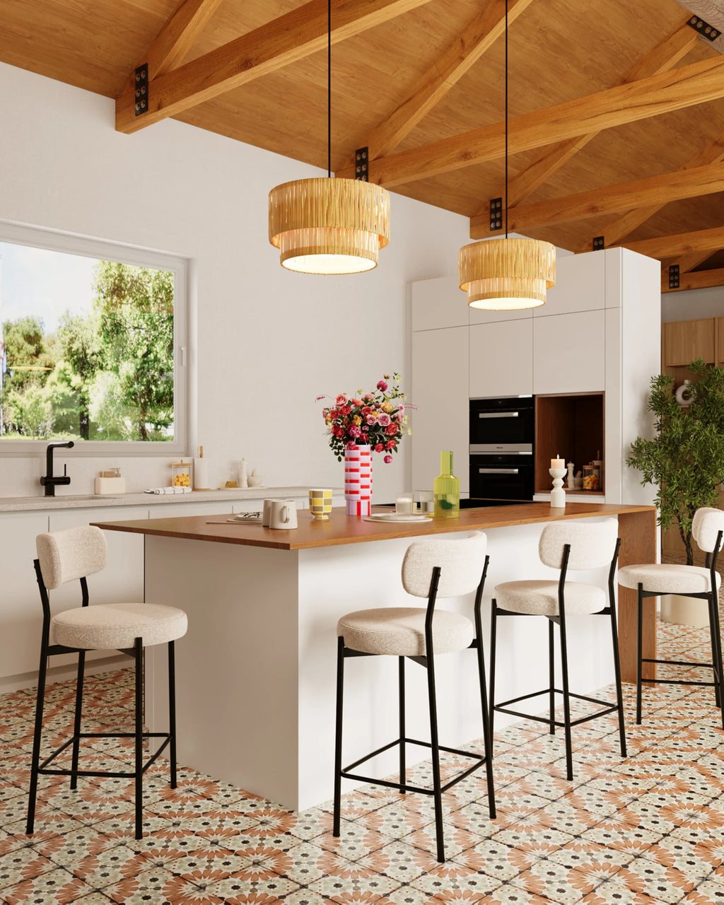 Lot de 2 fauteuils de bar velours cr me Lili
