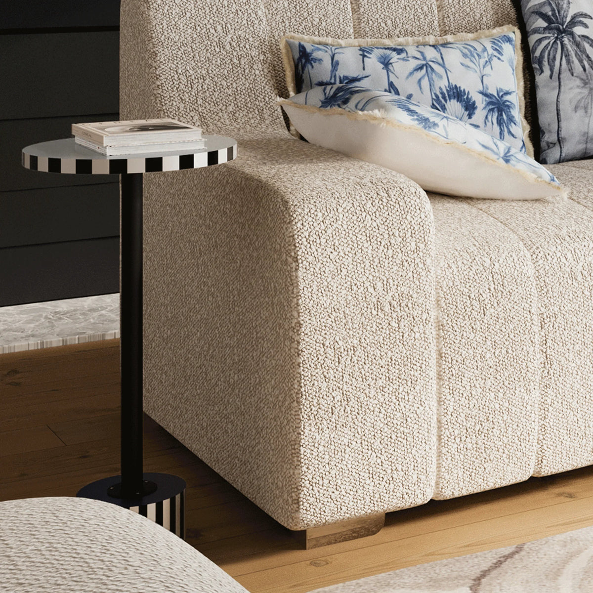 Table d appoint ronde originale couleur bleue Jasmin