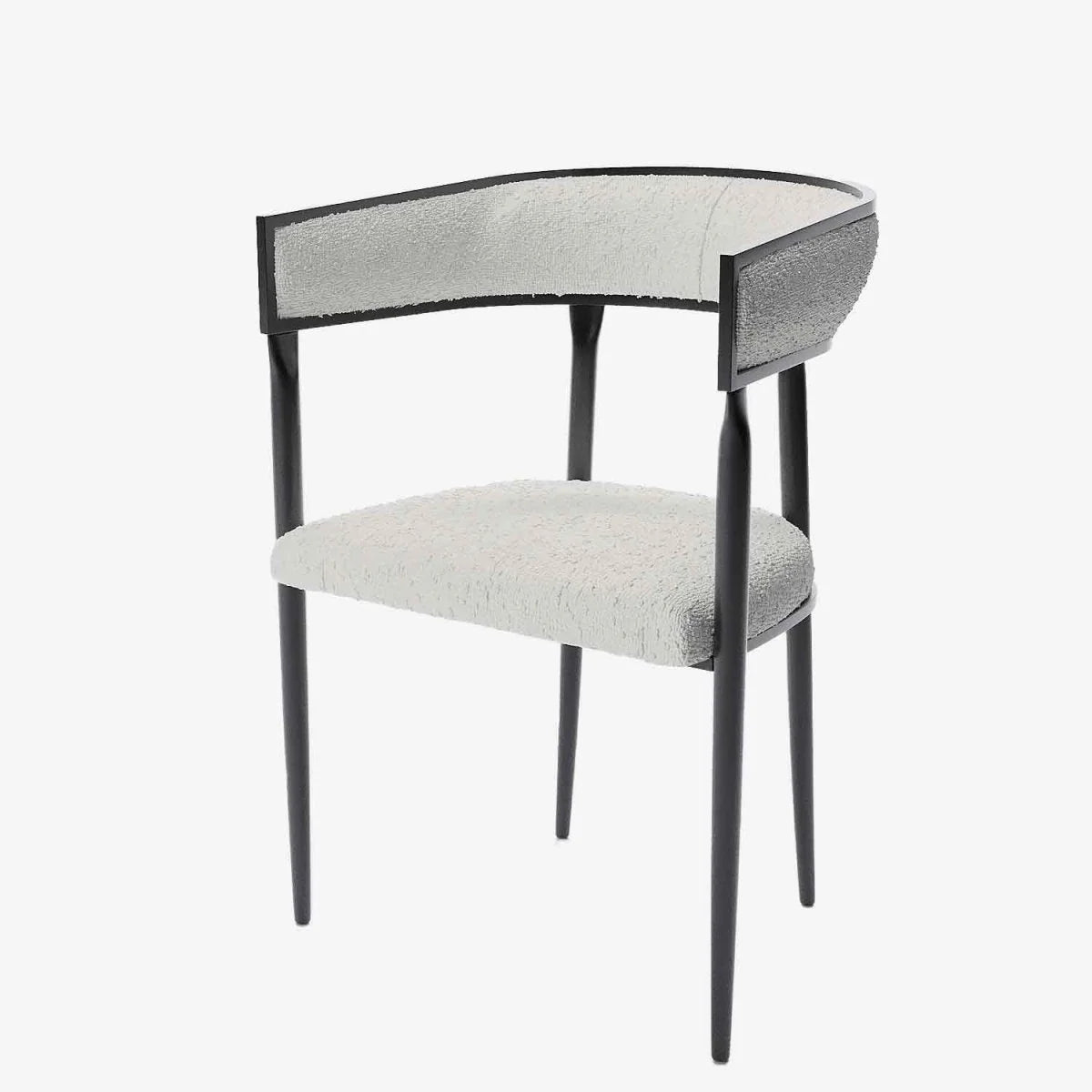 Chaise de salle   manger design dossier arrondi bouclette gris cr me Aurore