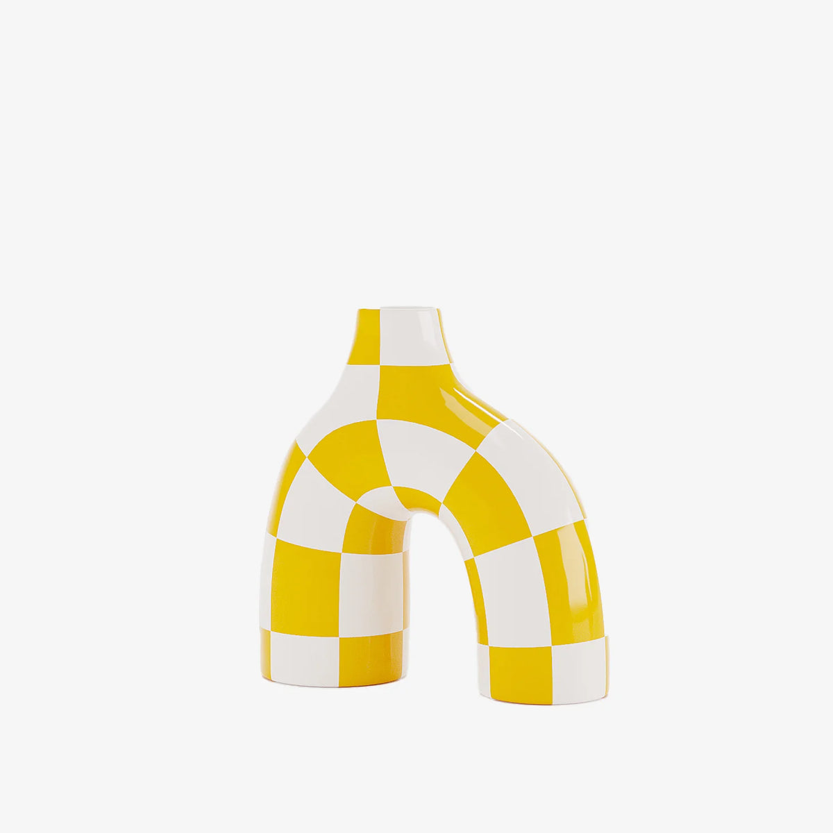 Phoenix - Vase art moderne   damier jaune