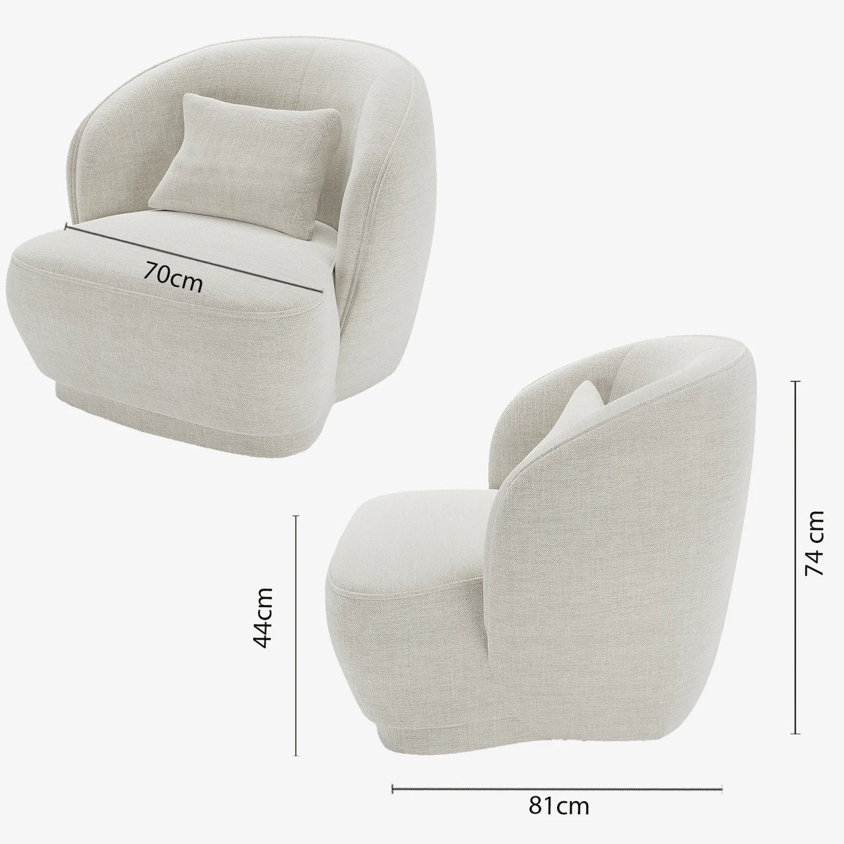 Fauteuil design tissu beige Pablo