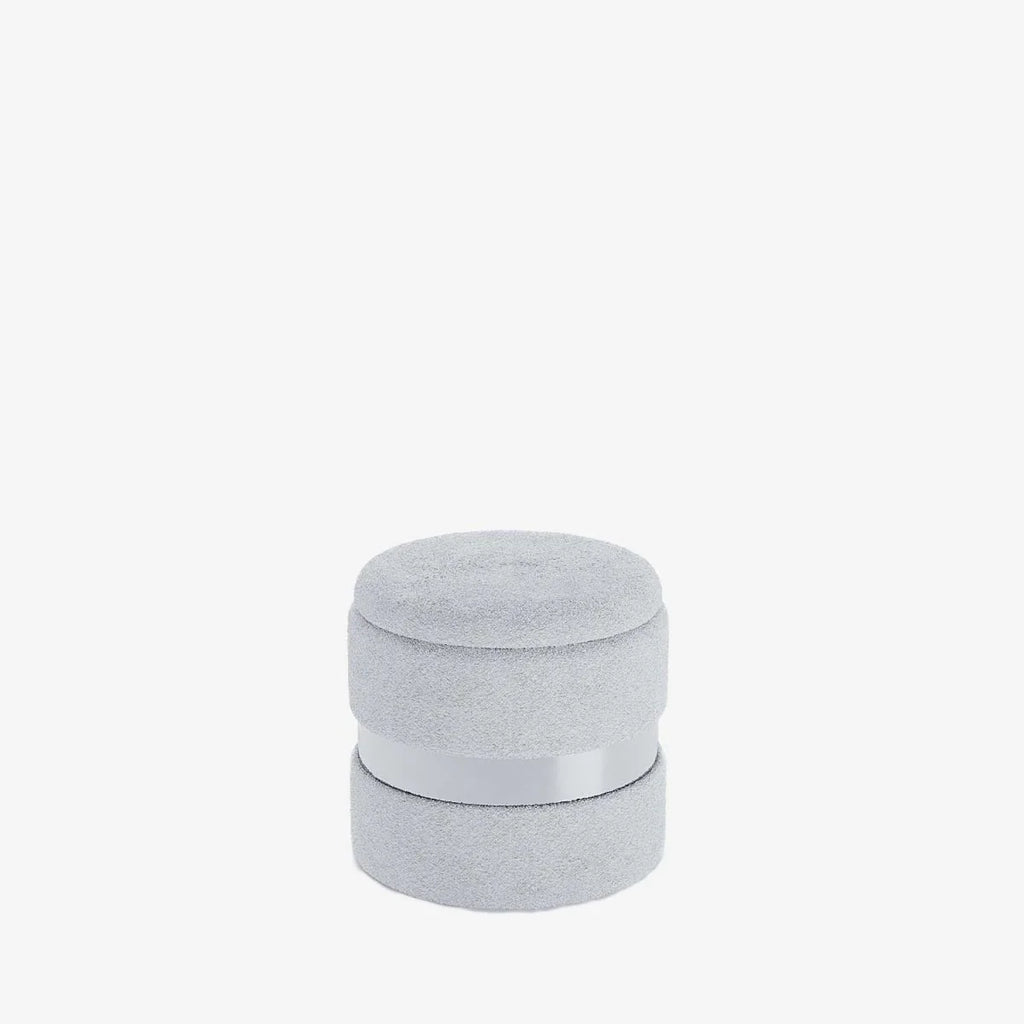 Pouf rond en tissu et métal avec rangement