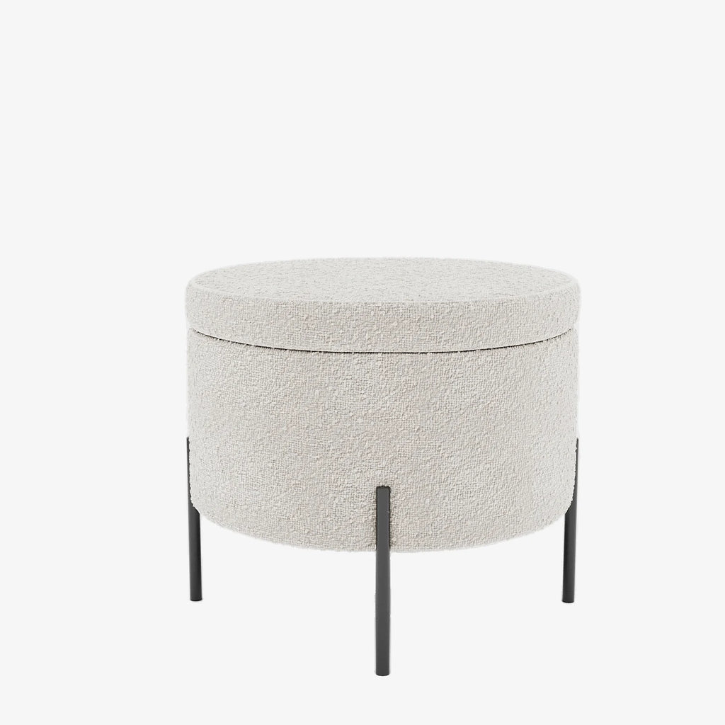 Angelo   Pouf coffre en tissu bouclette cr me
