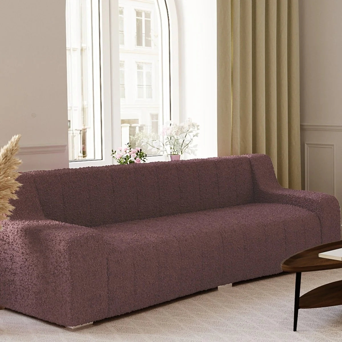 Canap  rose tissu bouclette Garance