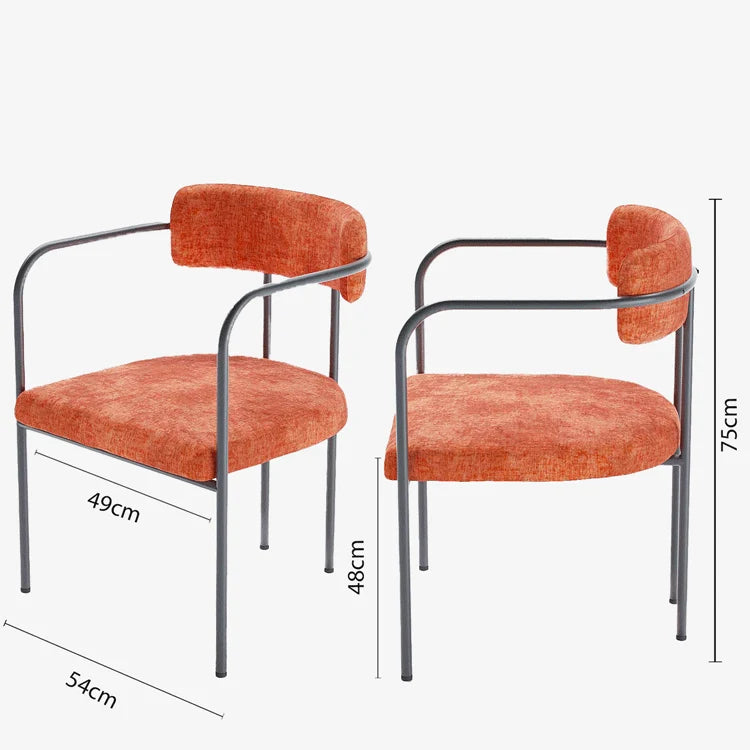 Chaise de salle   manger tapiss e avec accoudoirs, velours ocre, Barbara