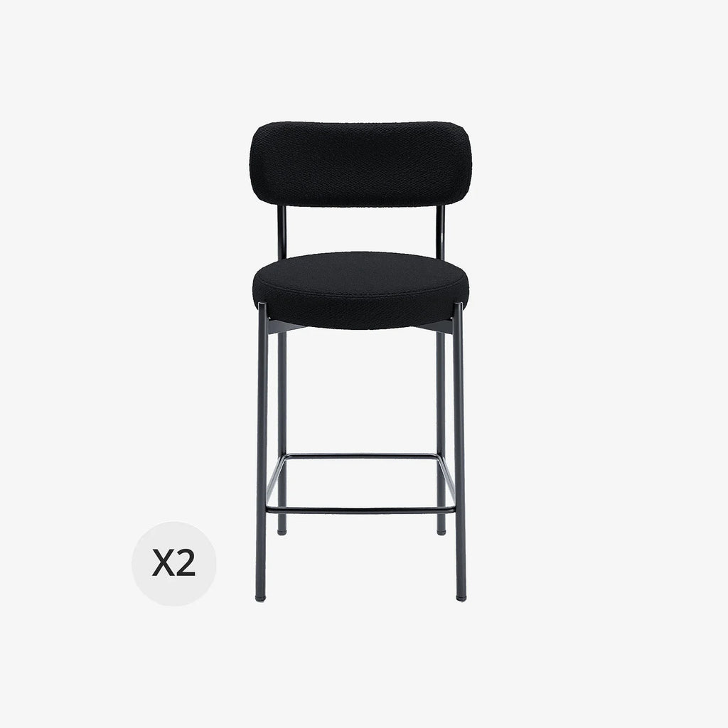 Lot de 2 fauteuils de bar bouclette grise anthracite Lili