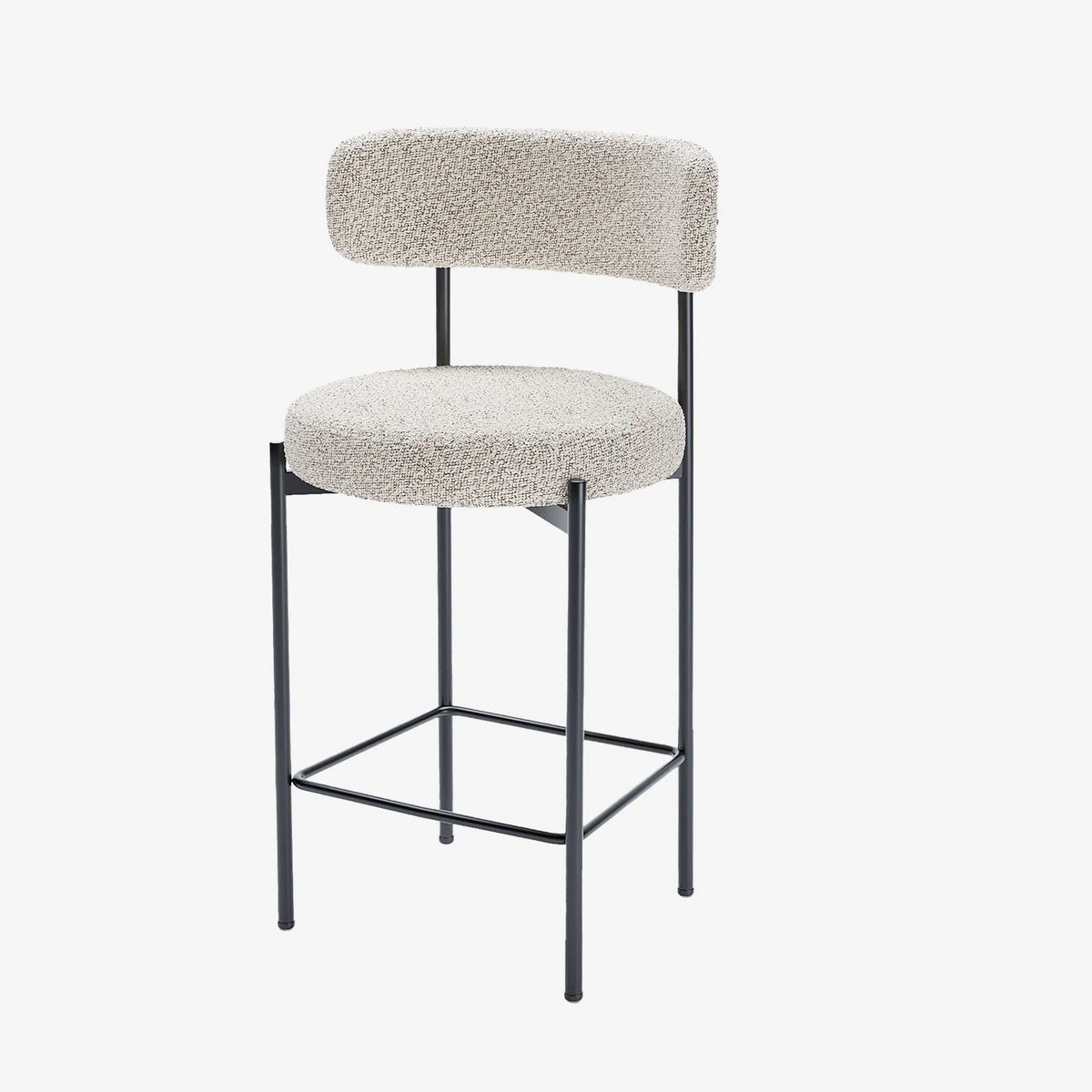 Lot de 2 tabourets de bar bouclette grise & blanche Agathe