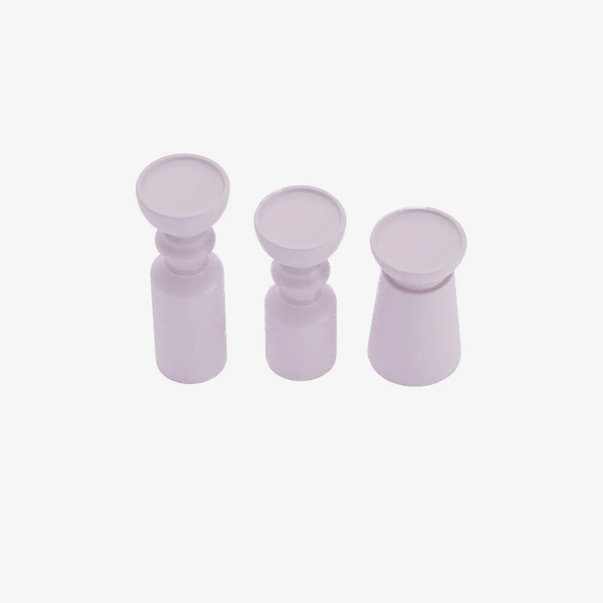 Set de 3 bougeoirs bois design, Boston coloris rose
