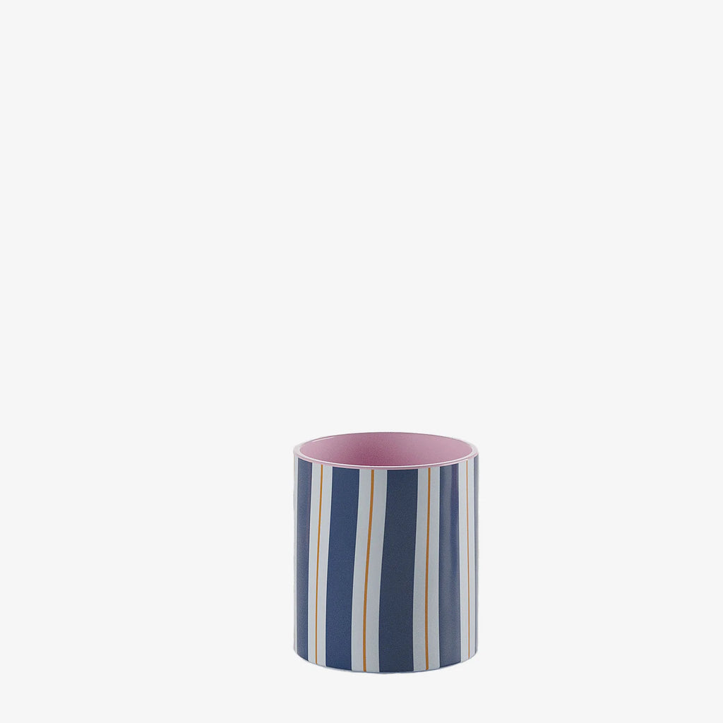 Petit vase cylindrique   rayures bleues Orlando