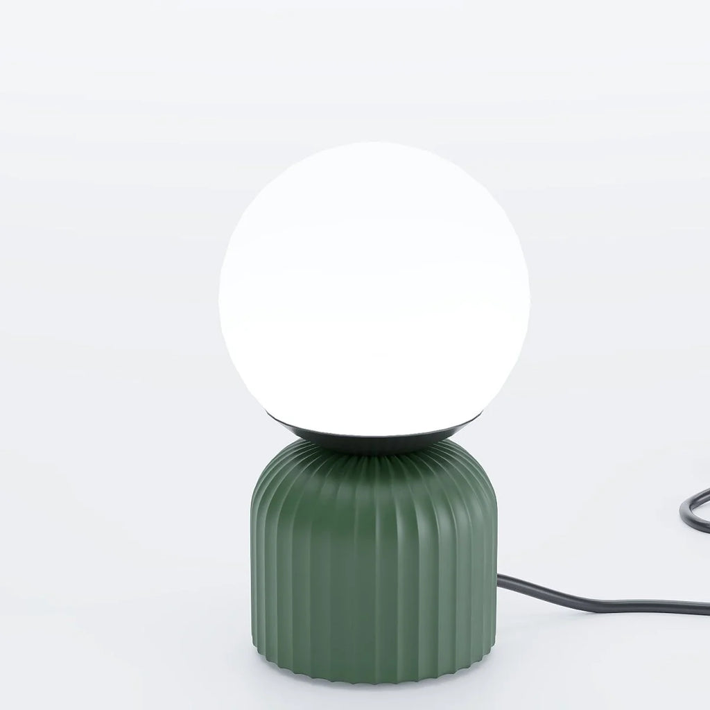 Lampe   poser en c ramique et globe en verre