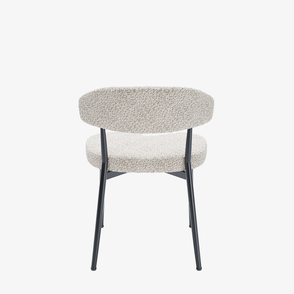 Lot de 2 chaises de salle   manger en tissu bouclette gris et blanc & m tal noir Mona