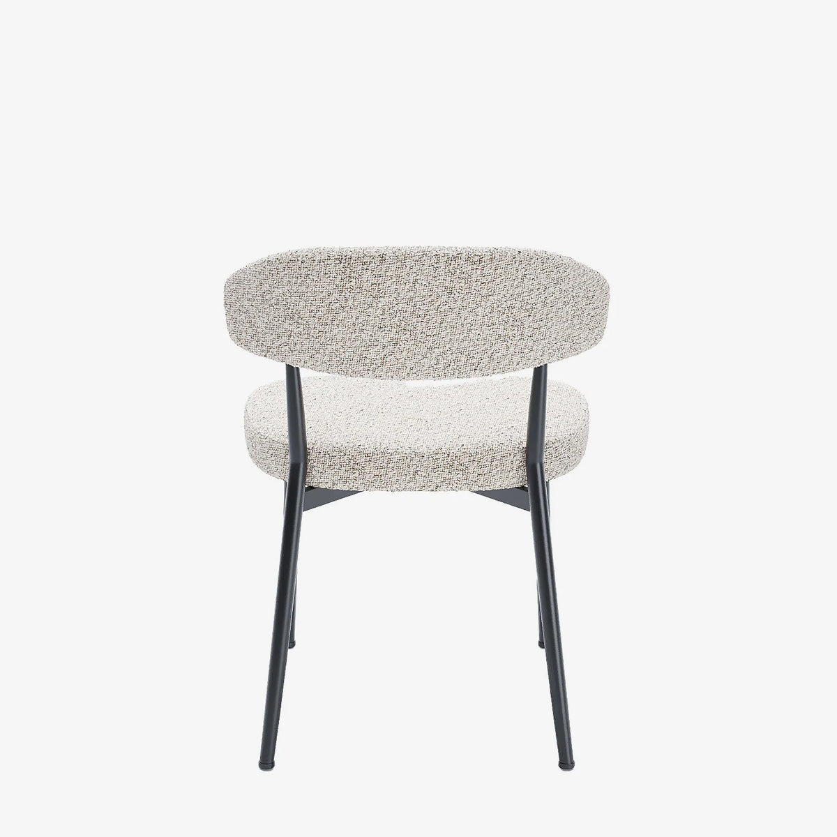 Lot de 2 chaises de salle   manger en tissu bouclette gris et blanc & m tal noir Mona