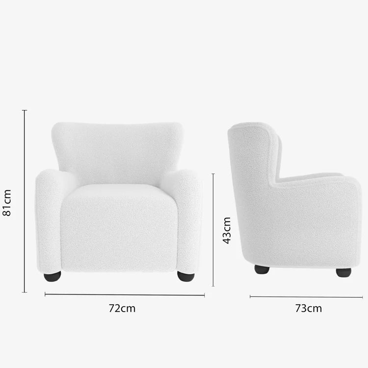 Fauteuil blanc effet laine boucl e