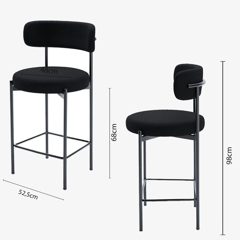 Lot de 2 tabourets de bar bouclette gris anthracite Agathe
