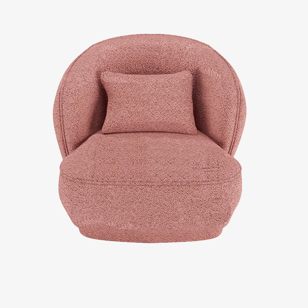 Fauteuil design boucl  rose Pablo