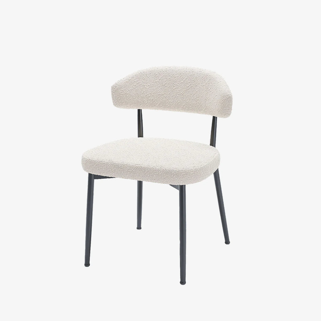Lot de 2 chaises de salle   manger en tissu bouclette blanche & m tal noir Mona