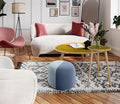 Pouf rond en velours bicolore bleu