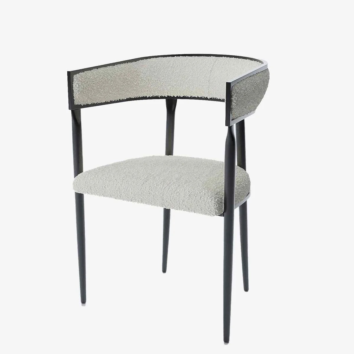 Chaise de salle   manger design dossier arrondi bouclette blanche Aurore