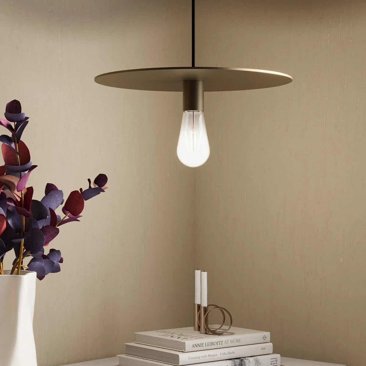 Luminaire suspension circulaire en m tal dor  Moli re