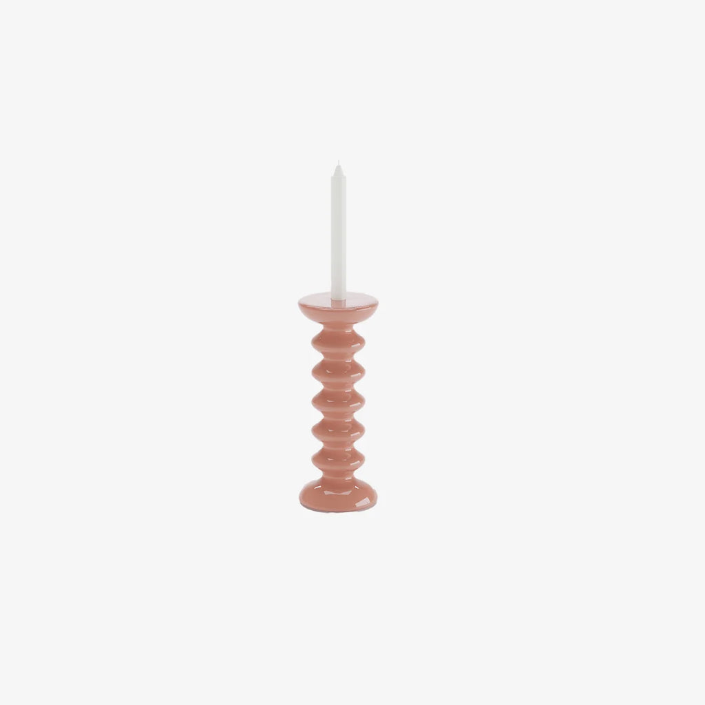 Bougeoir moderne design en c ramique rose Sahara