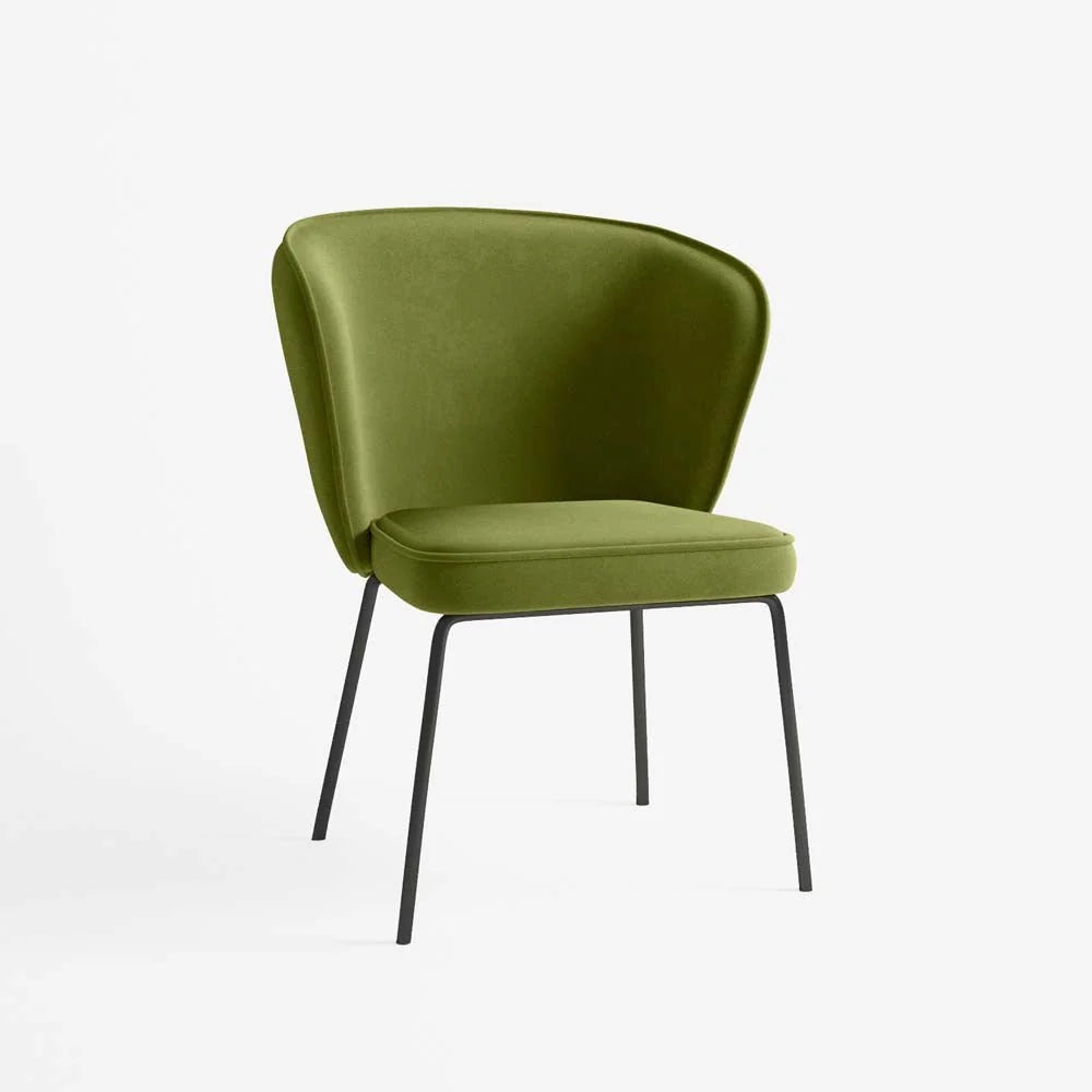 Chaise en velours vert kaki