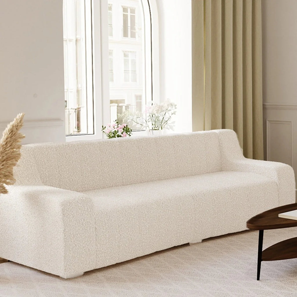 Canap  blanc tissu bouclette Garance
