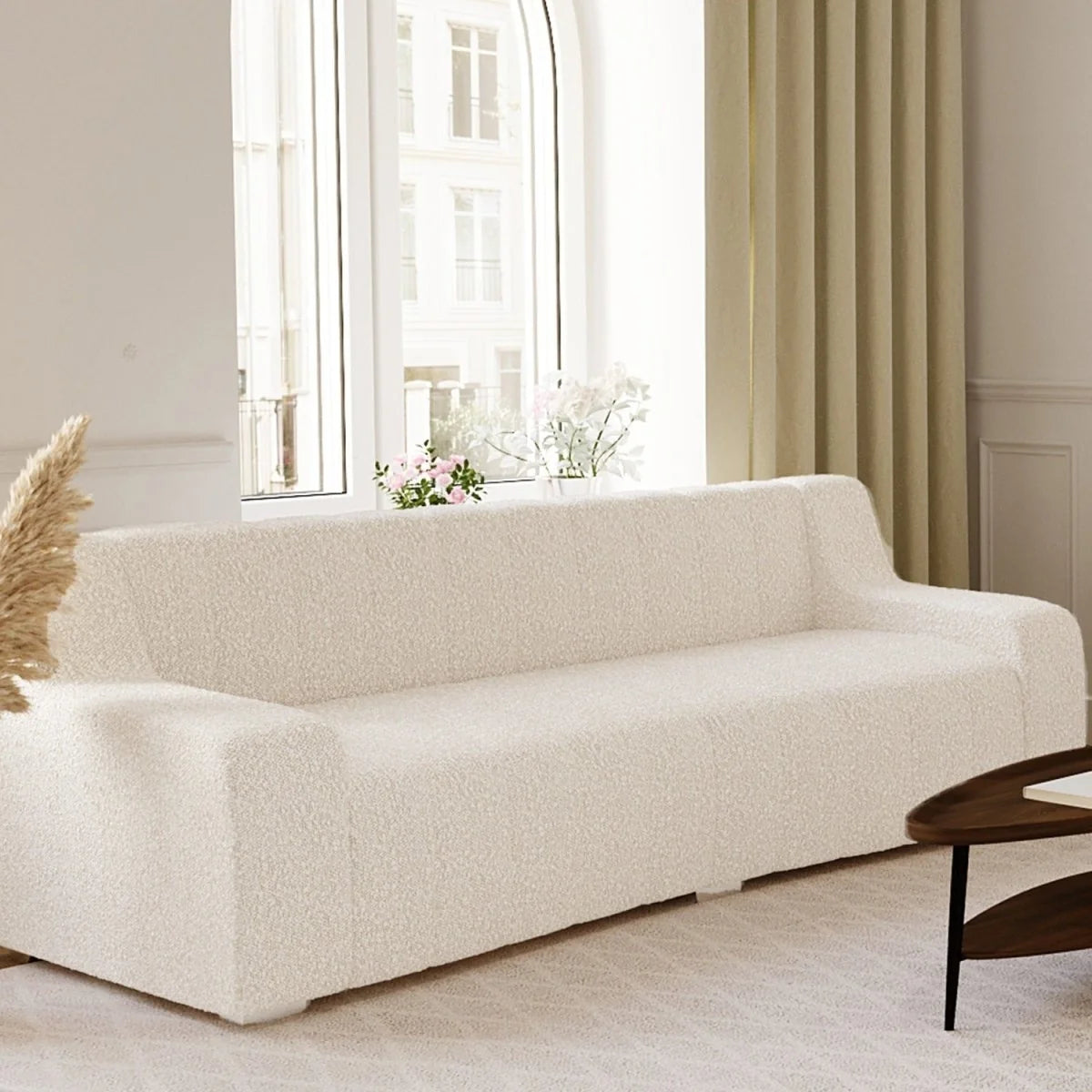 Canap  blanc tissu bouclette Garance