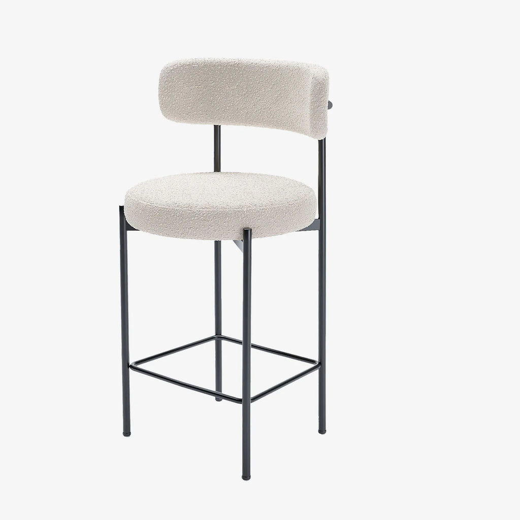 Lot de 2 tabourets de bar bouclette blanche Agathe
