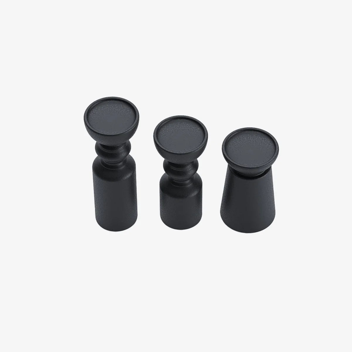 Set de 3 bougeoirs bois design, Boston coloris noir