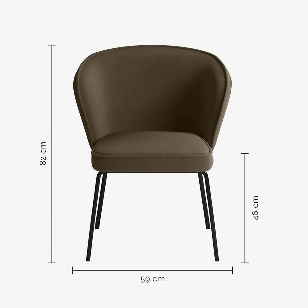 Chaise en velours brun foncé