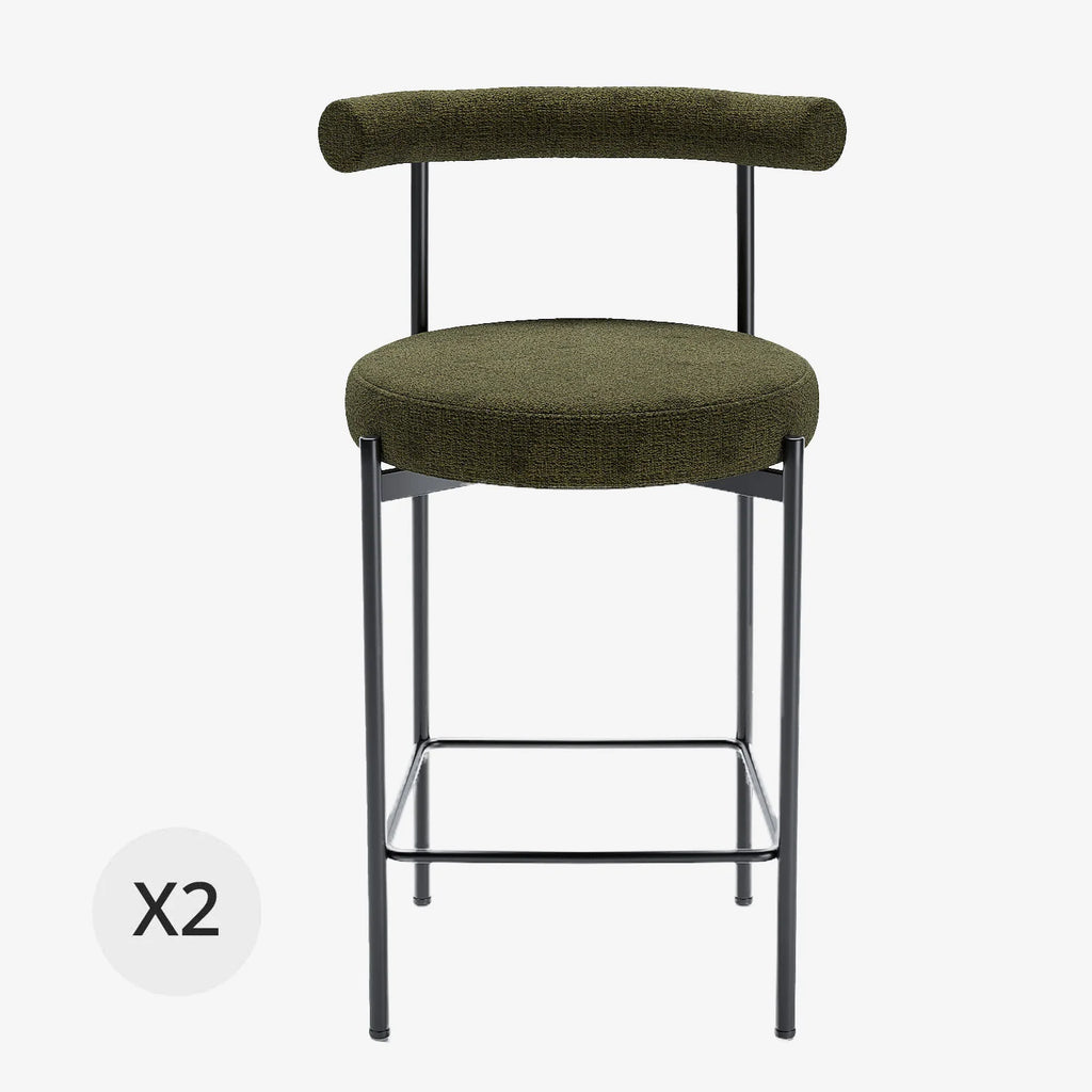 Lot de 2 chaises de bar  velours vert  Charlotte