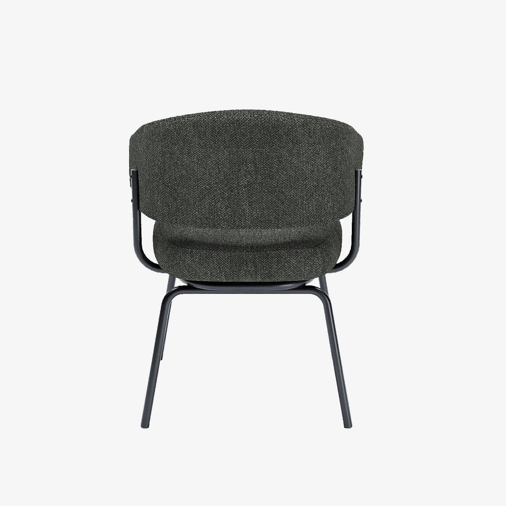 Lot de 2 chaises avec accoudoir tendance en tissu chenille gris-anthracite Silva