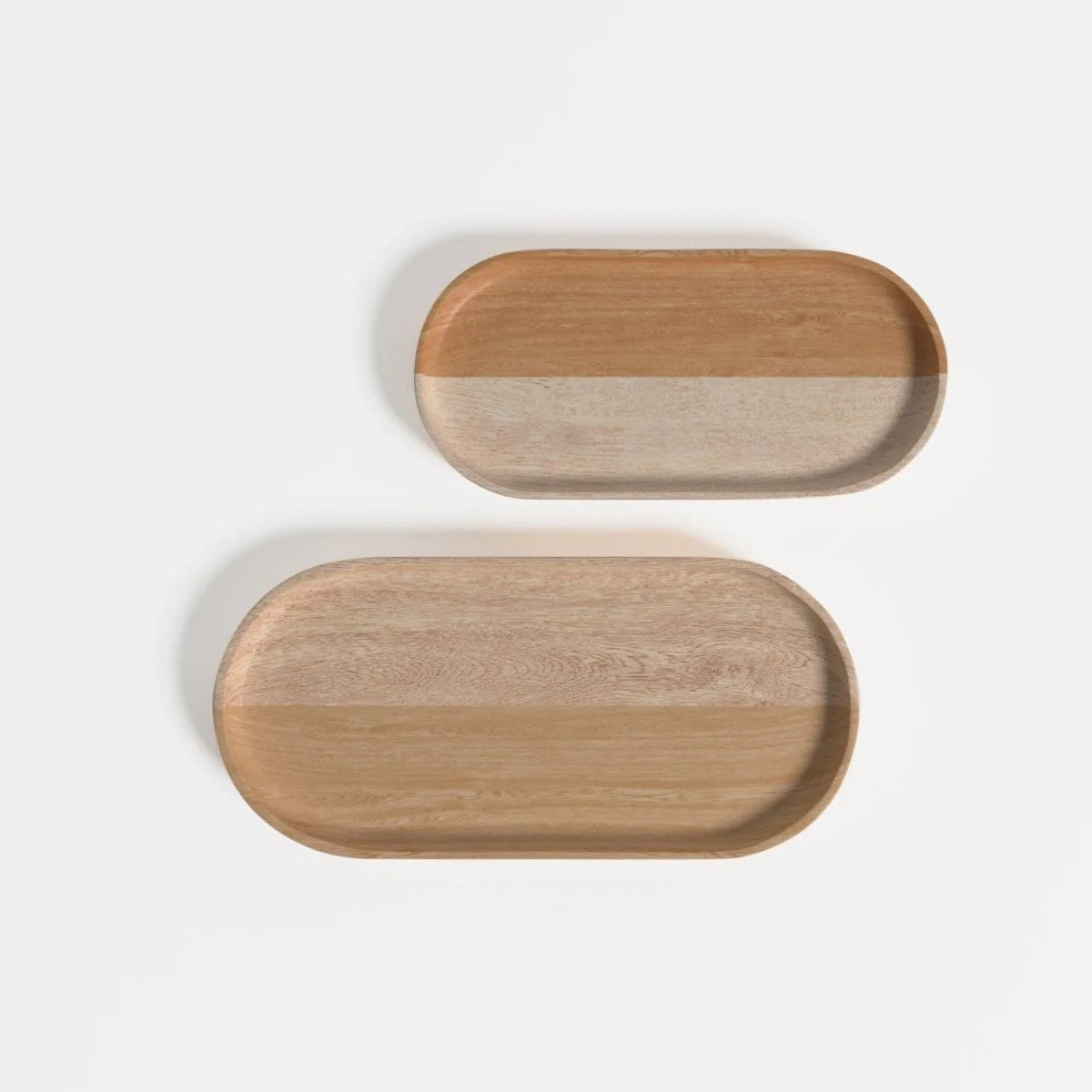 Set de 2 plateaux en bois d'acacia naturel