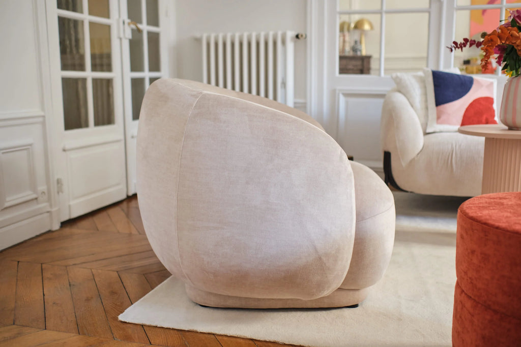 Fauteuil en tissu beige Victoria
