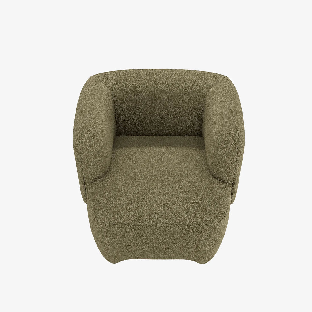 NOA  - Fauteuil en laine boucl e vert kaki