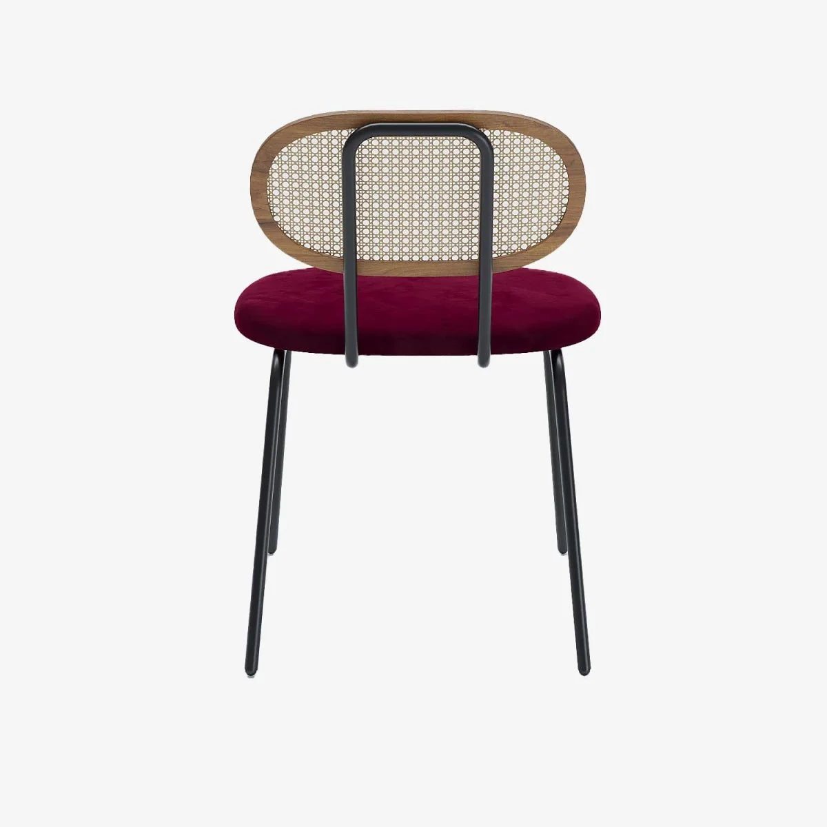 Lot de 2 chaises en rotin et velours bordeaux Gabrielle