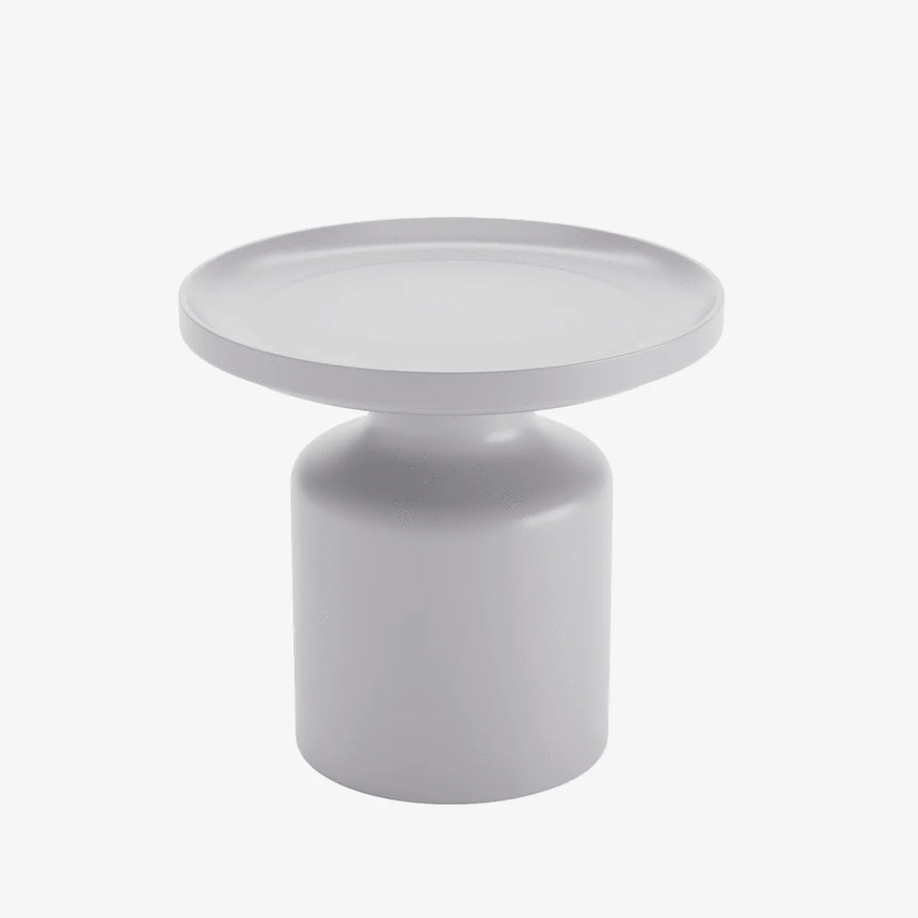 Table d'appoint ronde en métal gris clair