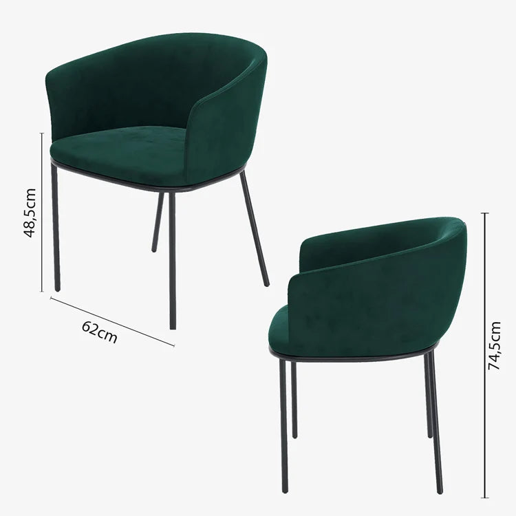 Lot de 2 fauteuils de salle à manger en velours